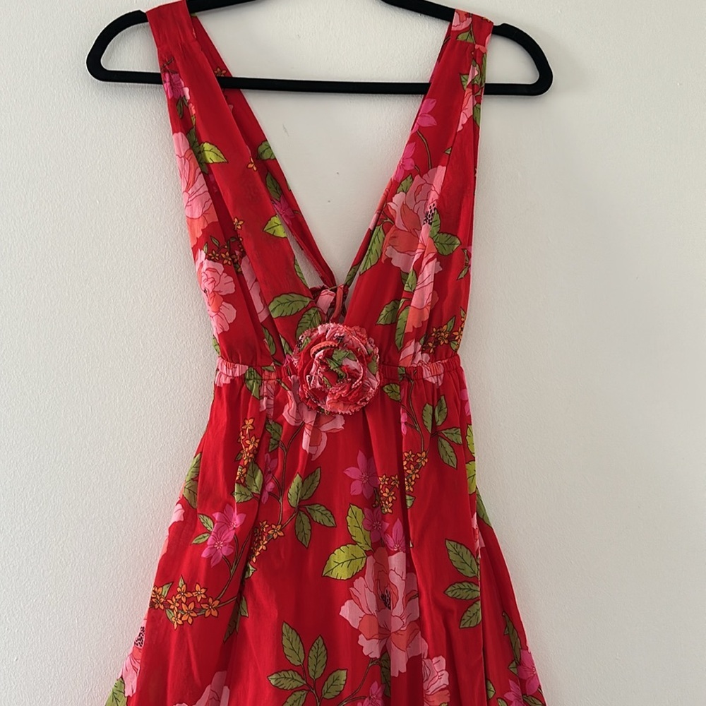 J.CREW Cotton voile rosette plunge maxi dress in peony vines - Picture 8 of 12